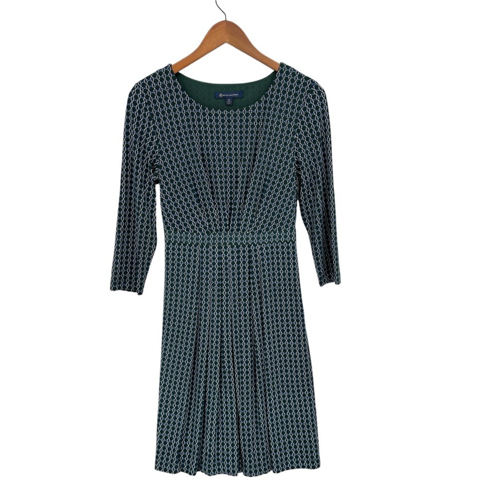 BROOKS BROTHERS Dress Geometric Classic Career Green Blue